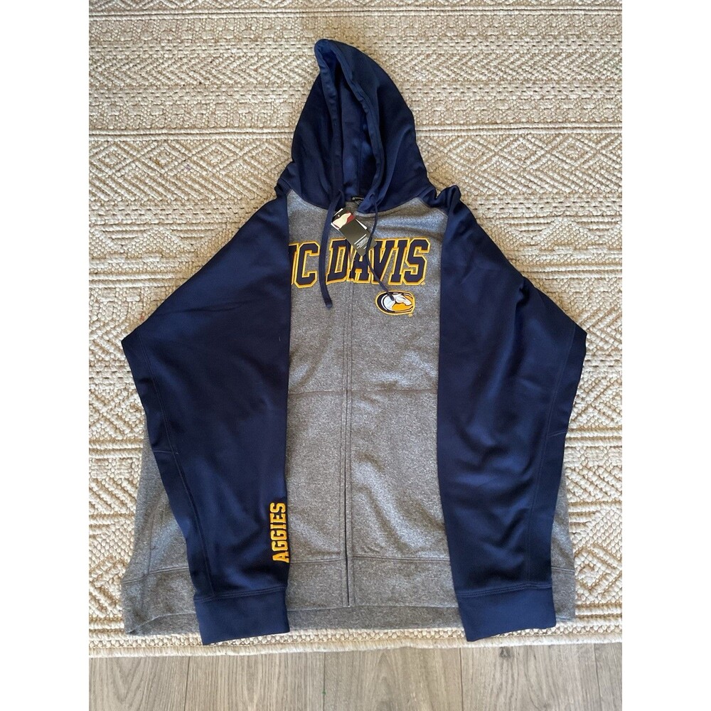 Champion UC Davis Aggies Jacket Adult 2XL Gray Full Zip Fleece Sweatshirt Mens